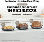 Ninja CRISPi PRO XL szklana frytkownica powietrzna, 5 wstępnie ustawionych programów gotowania, zawiera szklane pojemniki CleanCrisp o pojemności 5,7 l i 2,3 l i pokrywki, biały AS090EUWH