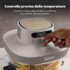 Ninja CRISPi PRO XL szklana frytkownica powietrzna, 5 wstępnie ustawionych programów gotowania, zawiera szklane pojemniki CleanCrisp o pojemności 5,7 l i 2,3 l i pokrywki, biały AS090EUWH