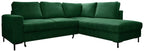 Sofa LEONIE L, prawa, szmaragdowy sztruks
