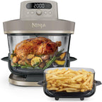 Ninja CRISPi PRO XL szklana frytkownica powietrzna, 5 wstępnie ustawionych programów gotowania, zawiera szklane pojemniki CleanCrisp o pojemności 5,7 l i 2,3 l i pokrywki, biały AS090EUWH